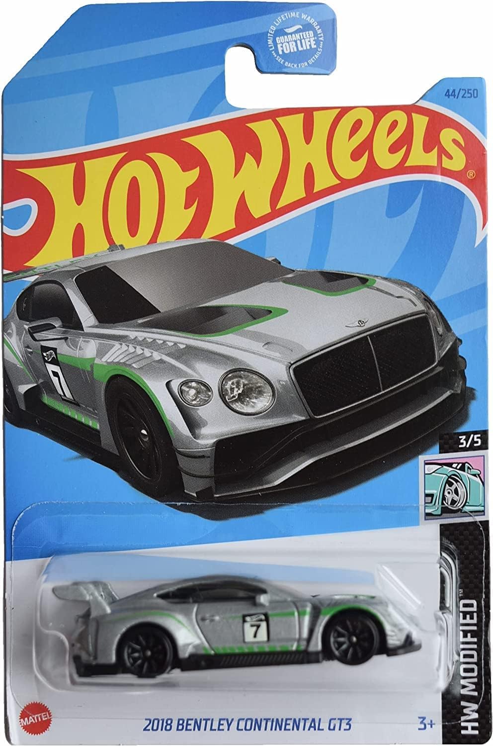 Hot Wheels 2018 Bentley Continental GT3 HW Modified 3/5 Silver 1:64 Die Cast