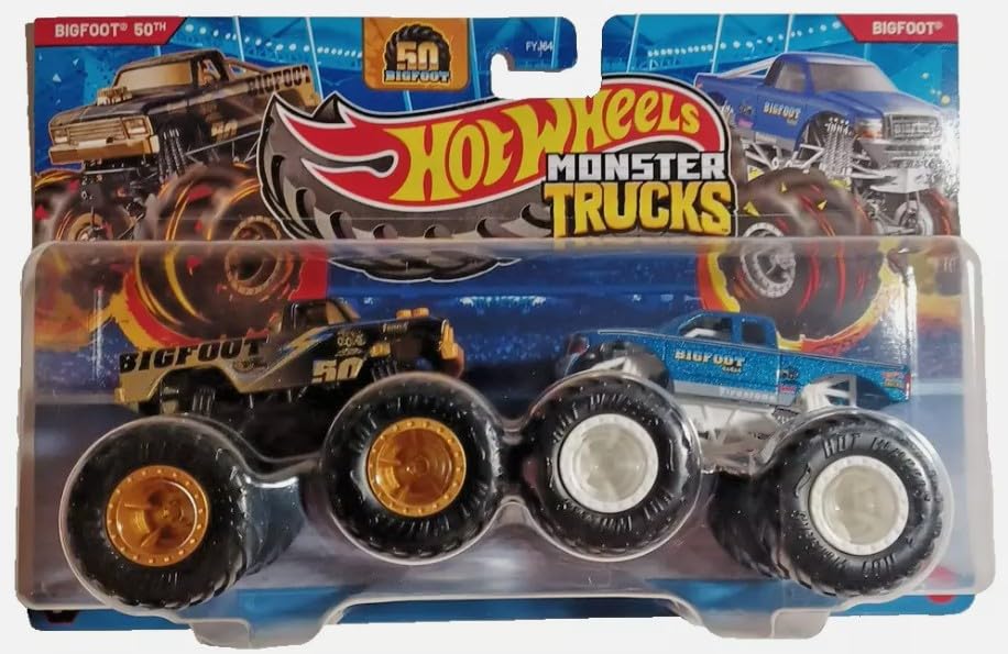 Hot Wheels Monster Trucks: Bigfoot 50th vs Classic Demolition Doubles 1:64