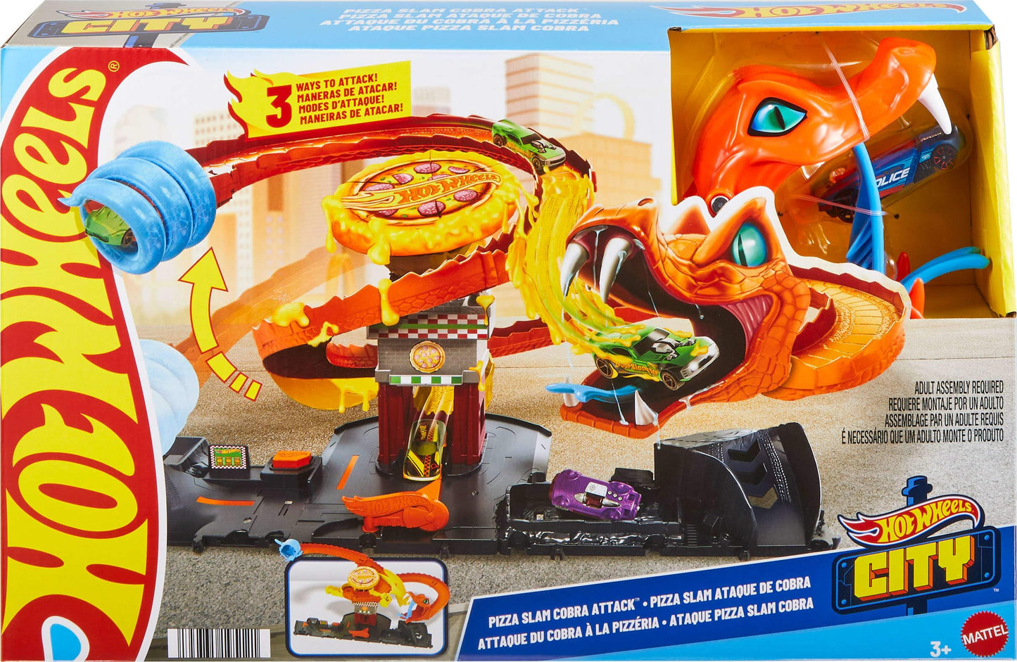 Hot Wheels City Pizza Slam Cobra Attack Playset – 1:64 Scale Vehicle