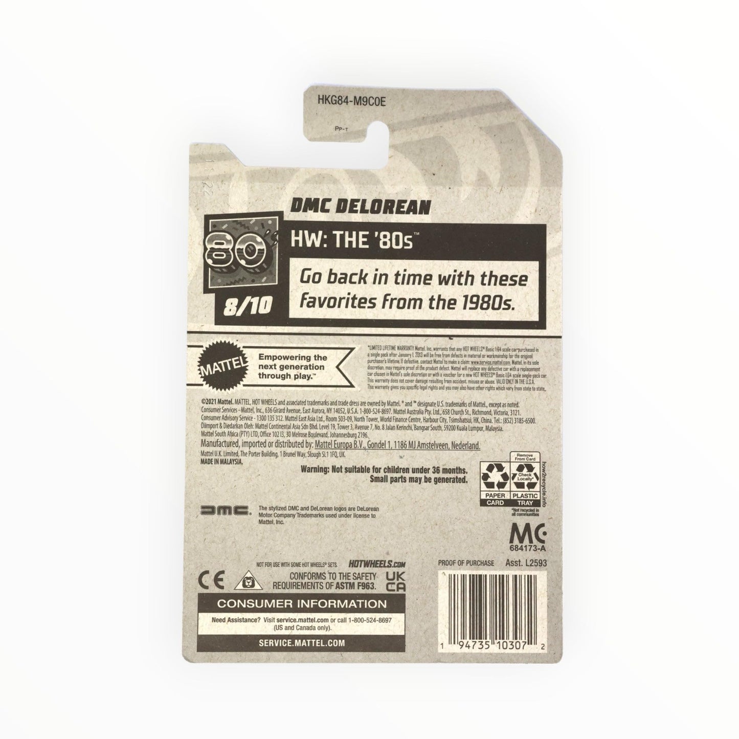 Hot Wheels DMC DeLorean – HW The ’80s 1:64 Die-Cast Car | Touch-Control Metal Model
