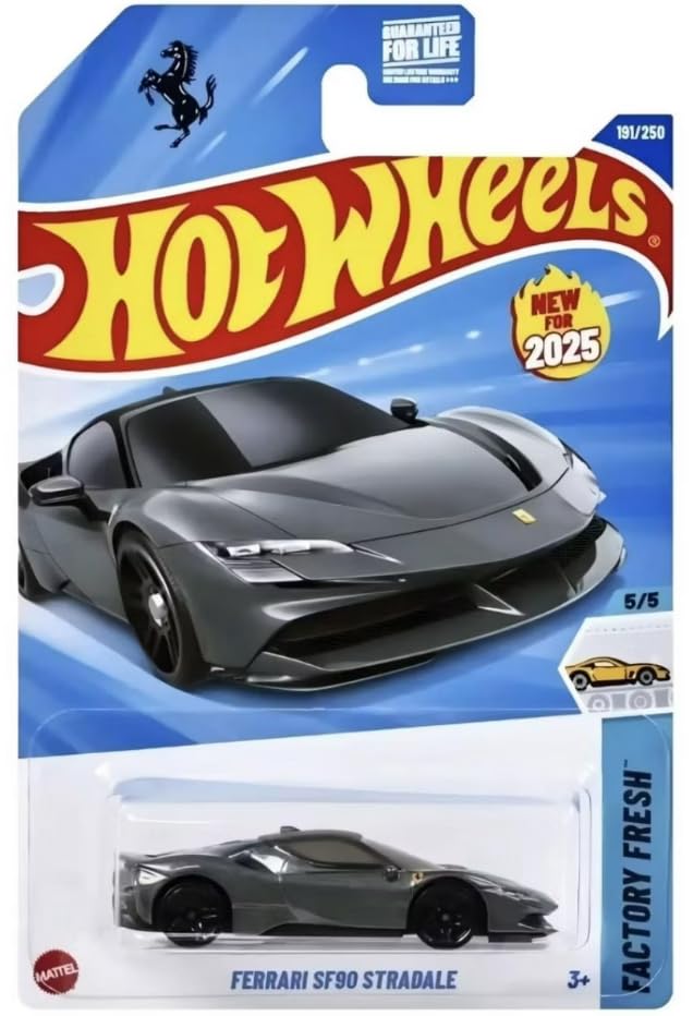Hot Wheels Ferrari SF90 Stradale 1:64 Diecast – Black/Dark Gray, Factory Fresh 5/5, 191/250 (New for 2025)