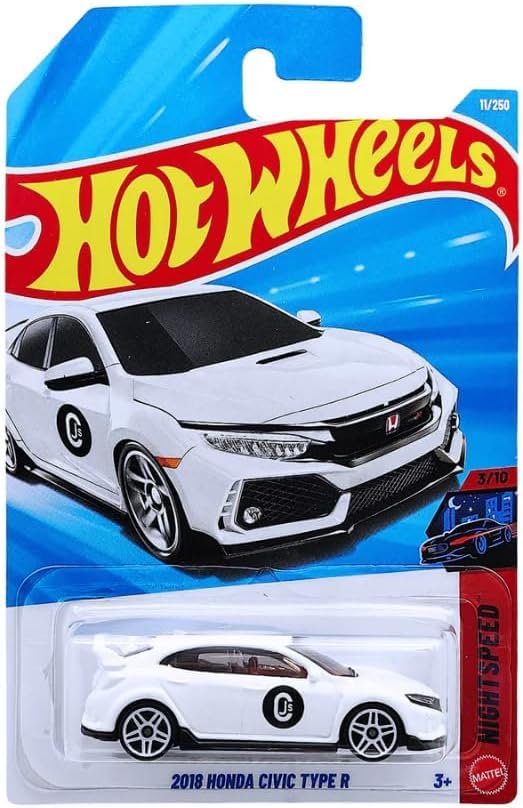 Hot Wheels 2018 Honda Civic Type R White – Night Speed 3/10, 1:64 Diecast