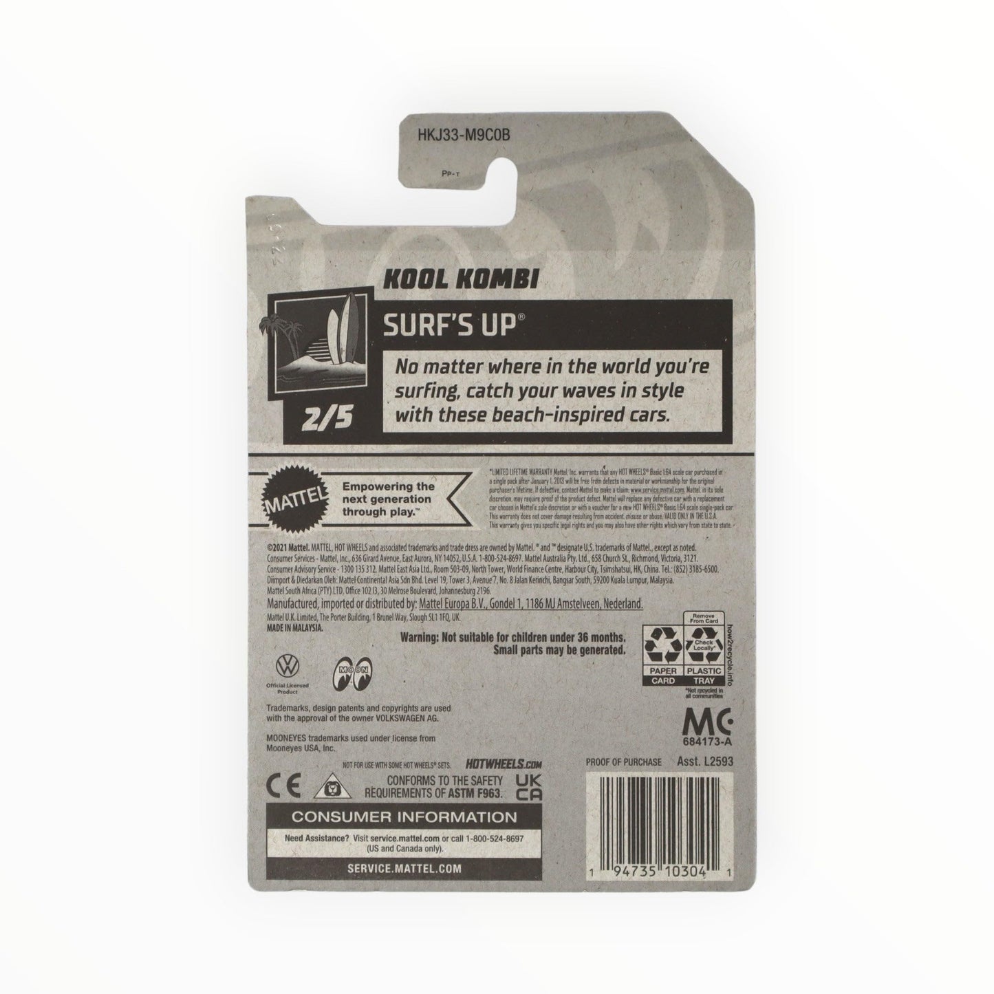 Hot Wheels Kool Kombi Surf's Up 2/5 Gray | 1:64 Die-Cast Collectible