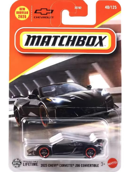 Hot Wheels Matchbox 2023 Chevy Corvette Z06 Convertible Black – 1:64 Scale Diecast, Limited 40/125
