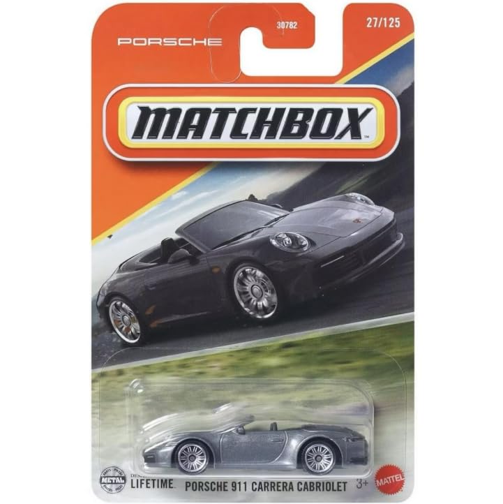 Hot Wheels Matchbox Porsche 911 Carrera Cabriolet Gray – 1:64 Diecast Car 27/125