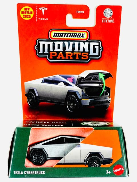 Hot Wheels Match Box Tesla Cybertruck Grey – Die-Cast Model with Moving Parts