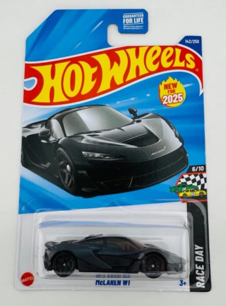 Hot Wheels McLaren W1 Black – 1:64 Diecast Car, Race Day 6/10, 142/250 (New for 2025)