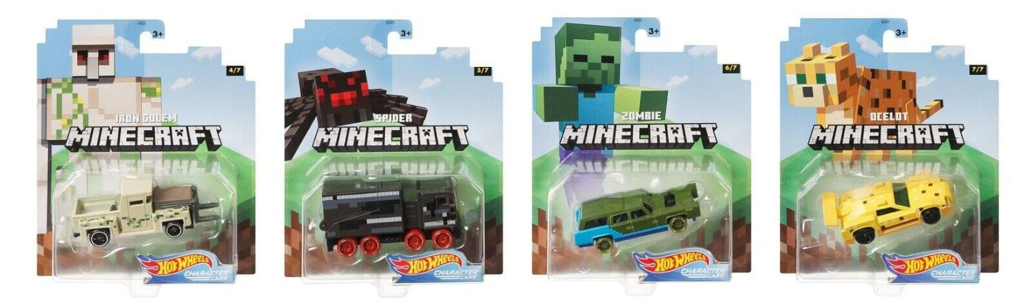 Hot Wheels Minecraft 2020 1:64 Gaming Characters Cars – Complete Set of 7