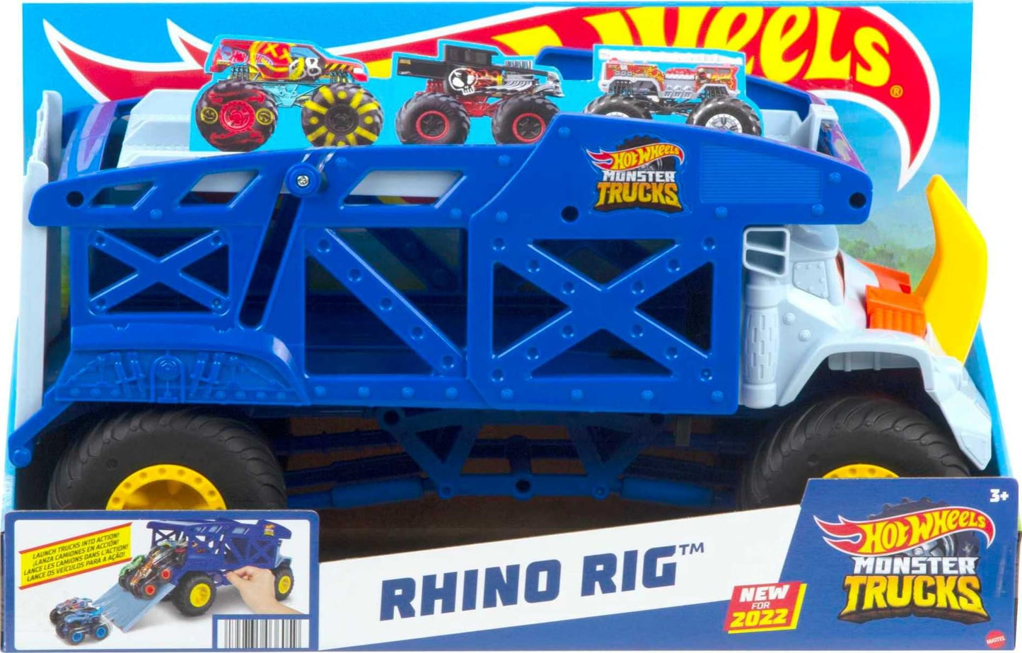 Hot Wheels Monster Trucks Monster Mover Rhino Hauler – Carries 12 Trucks or 32 Cars