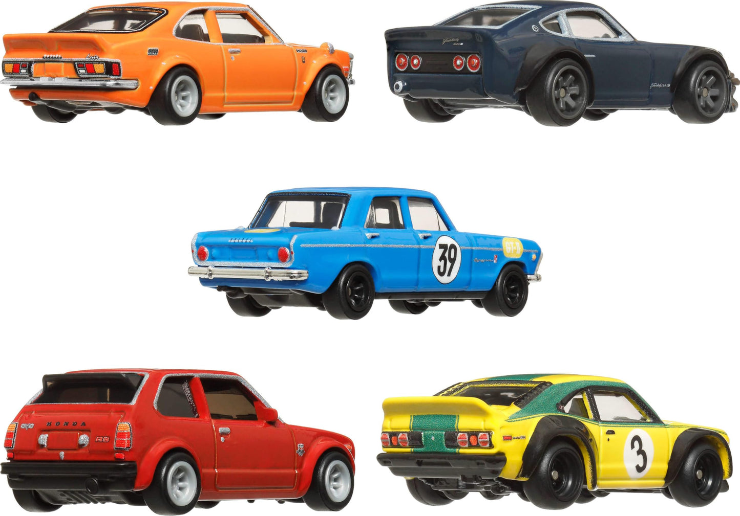 Hot Wheels Premium Car Culture Japan Historics 4 Container Set – 5 Die-Cast 1:64 Cars & Display Container