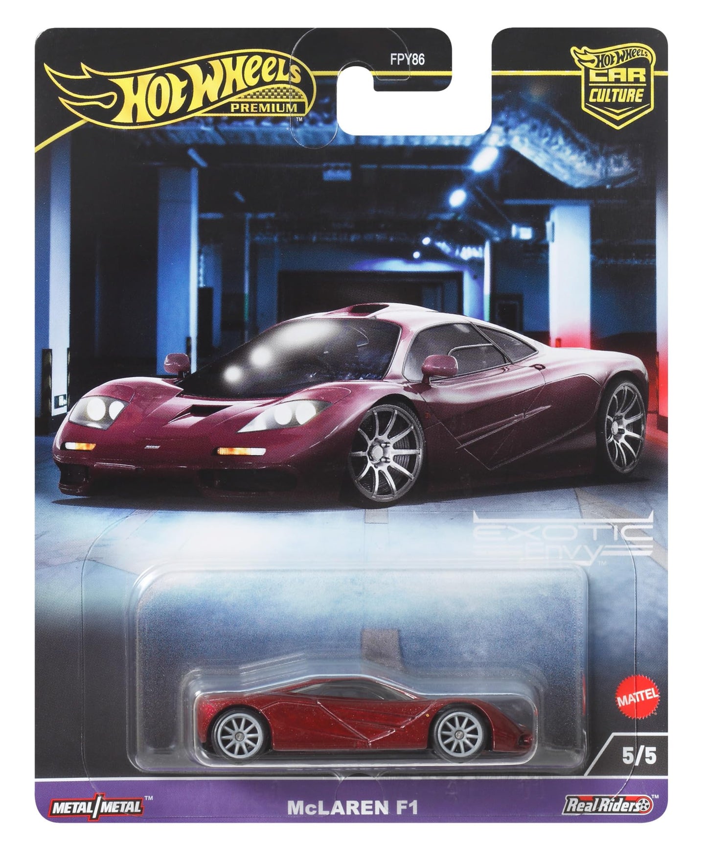 Hot Wheels Premium Car Culture McLaren F1 1:64 Die-Cast – Real Riders, Metal/Metal