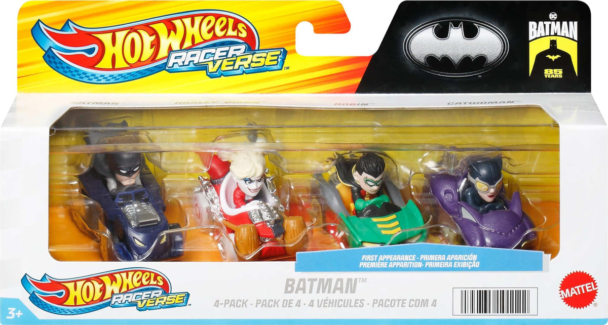 Hot Wheels RacerVerse 4-Pack – 1:64 Die-Cast Cars with Pop Culture Drivers