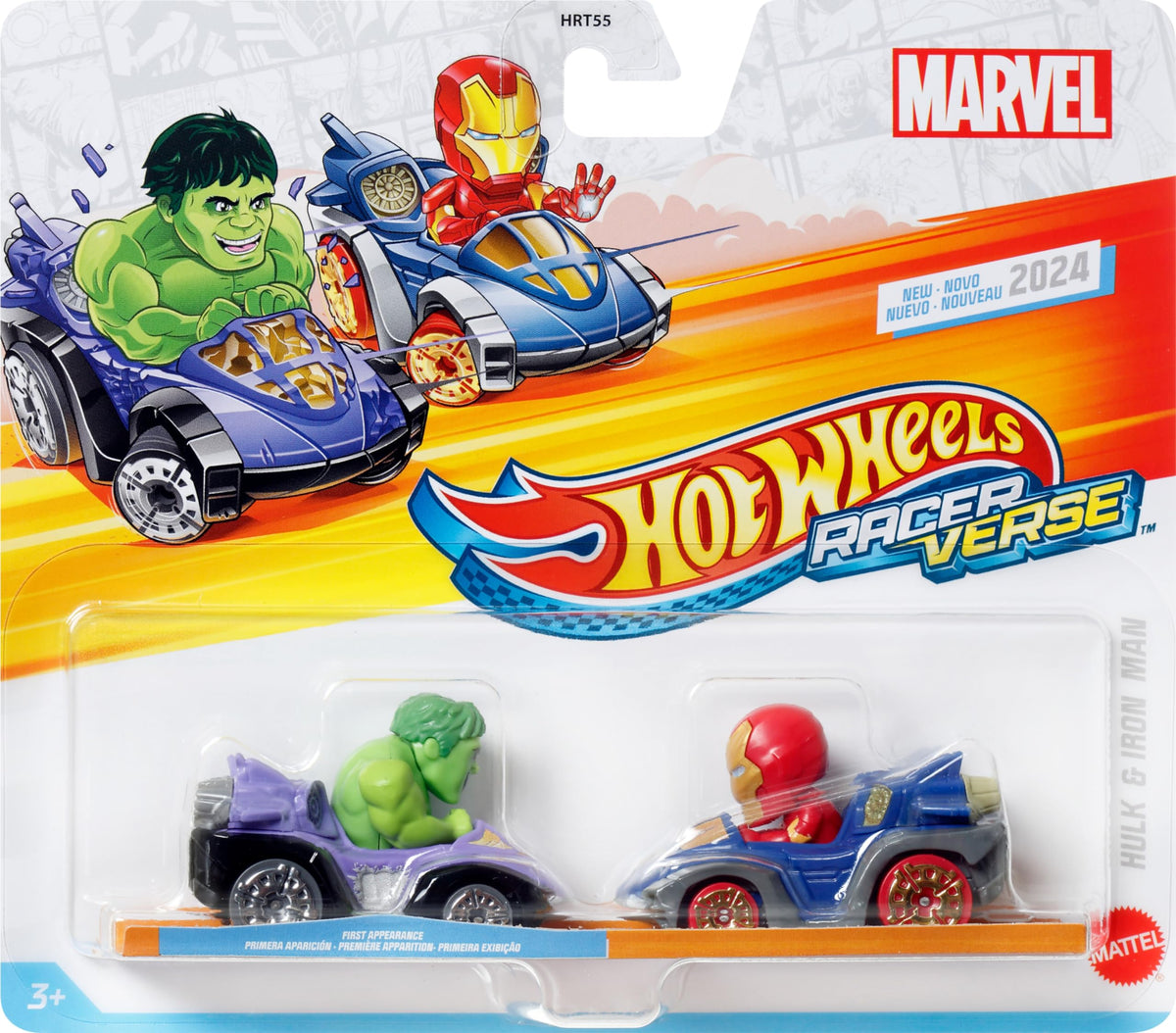 Hot Wheels RacerVerse Hulk & Iron Man 2-Pack Die-Cast Cars for Track Racing