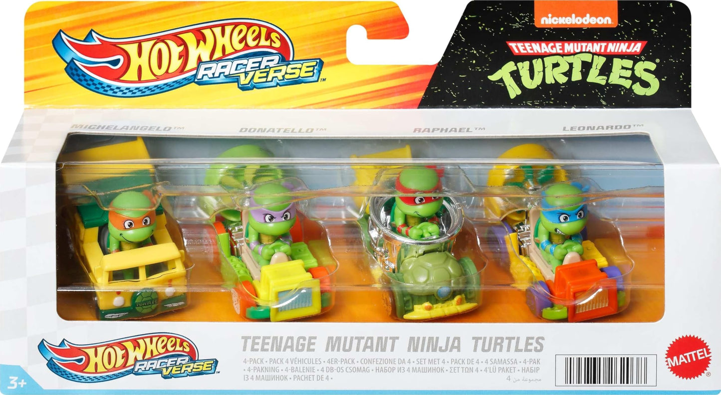 Hot Wheels RacerVerse 4-Pack: 1:64 Die-Cast Cars with Pop Culture Drivers
