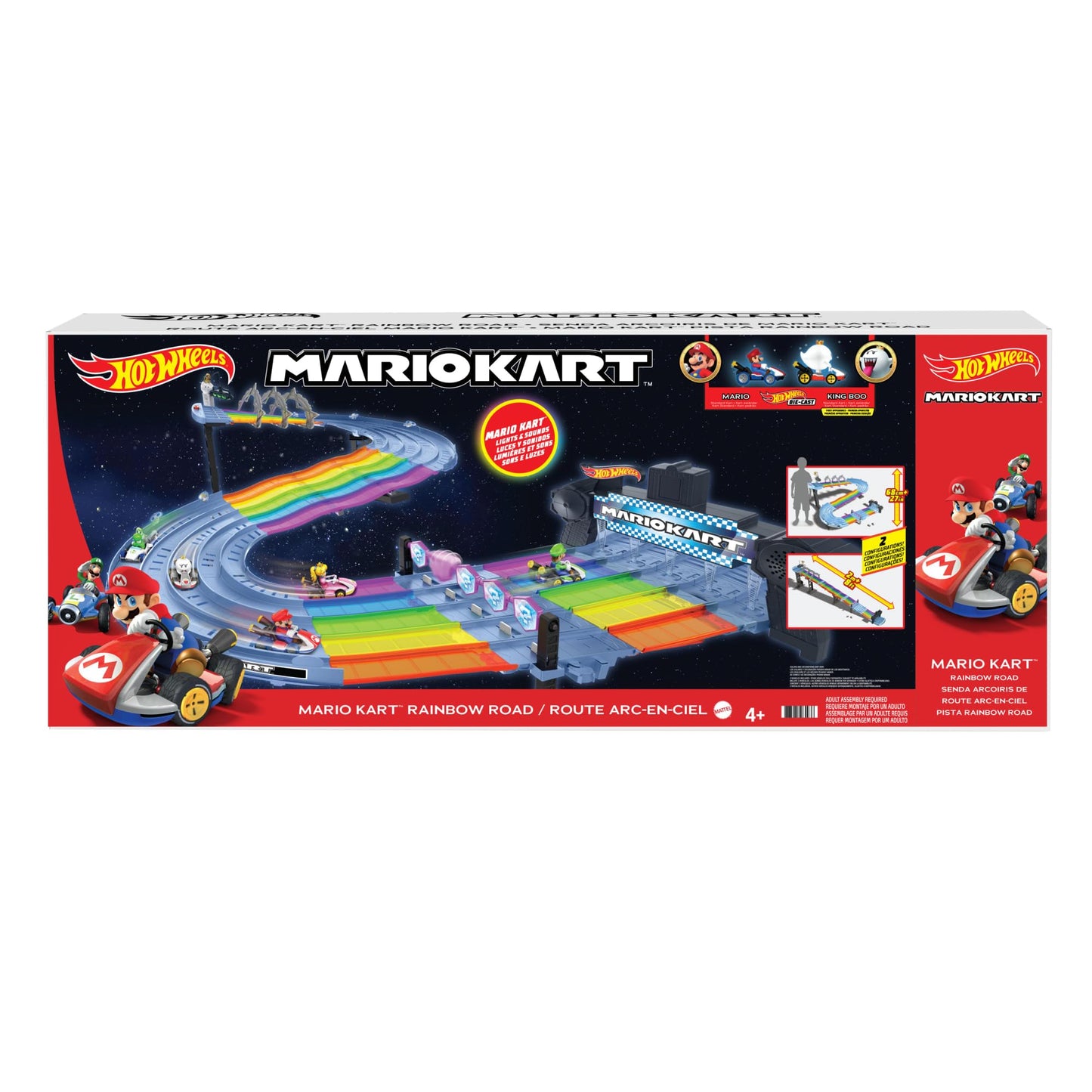 Hot Wheels Mario Kart Rainbow Road Raceway — 8-Foot Track with Lights & Sounds