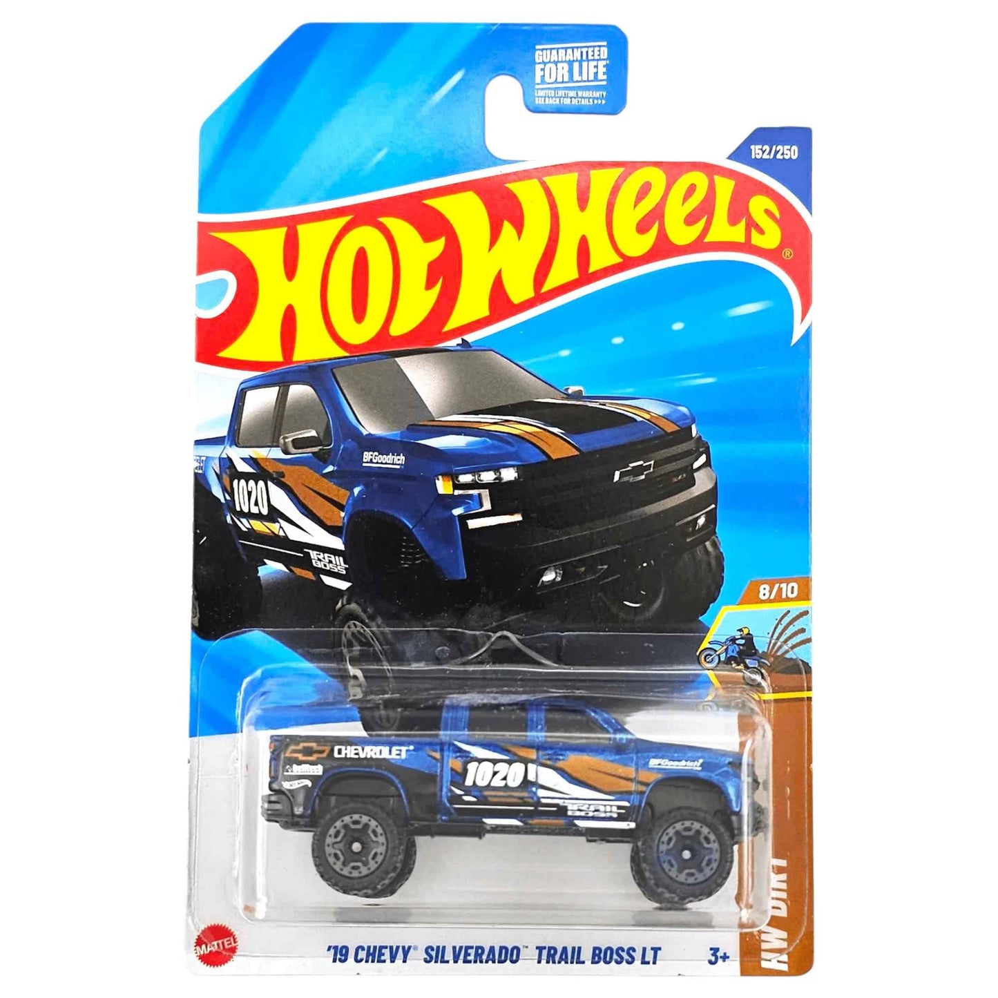 Hot Wheels 1:64 Chevy Silverado Trail Boss LT Blue — HW Dirt Die-Cast by Mattel