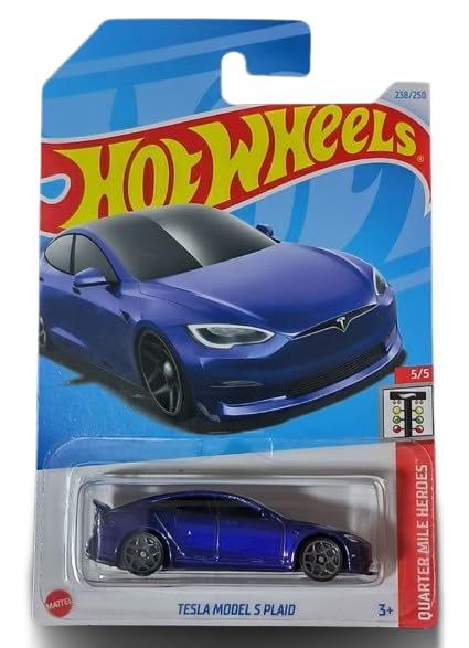 Hot Wheels Tesla Model S Plaid Blue – Quarter Mile Heroes 5/5 Die-Cast