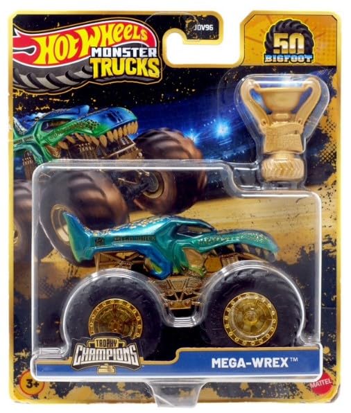 Hot Wheels Trophy Champions Gold Chrome Bigfoot 50th Anniversary – 1:64 Scale Monster Trucks