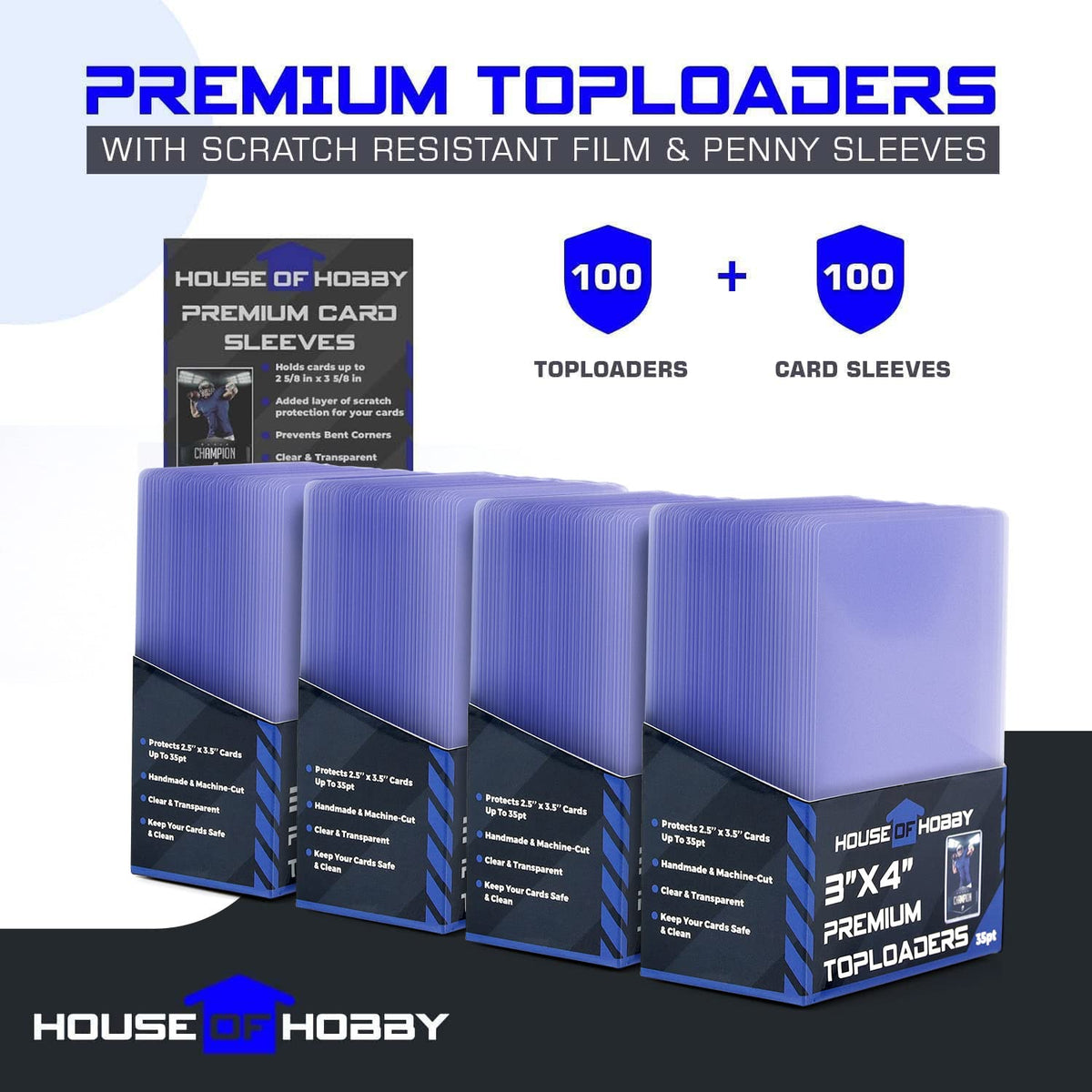 200pc Card Top Loaders & Penny Sleeves Bundle | House of Hobby