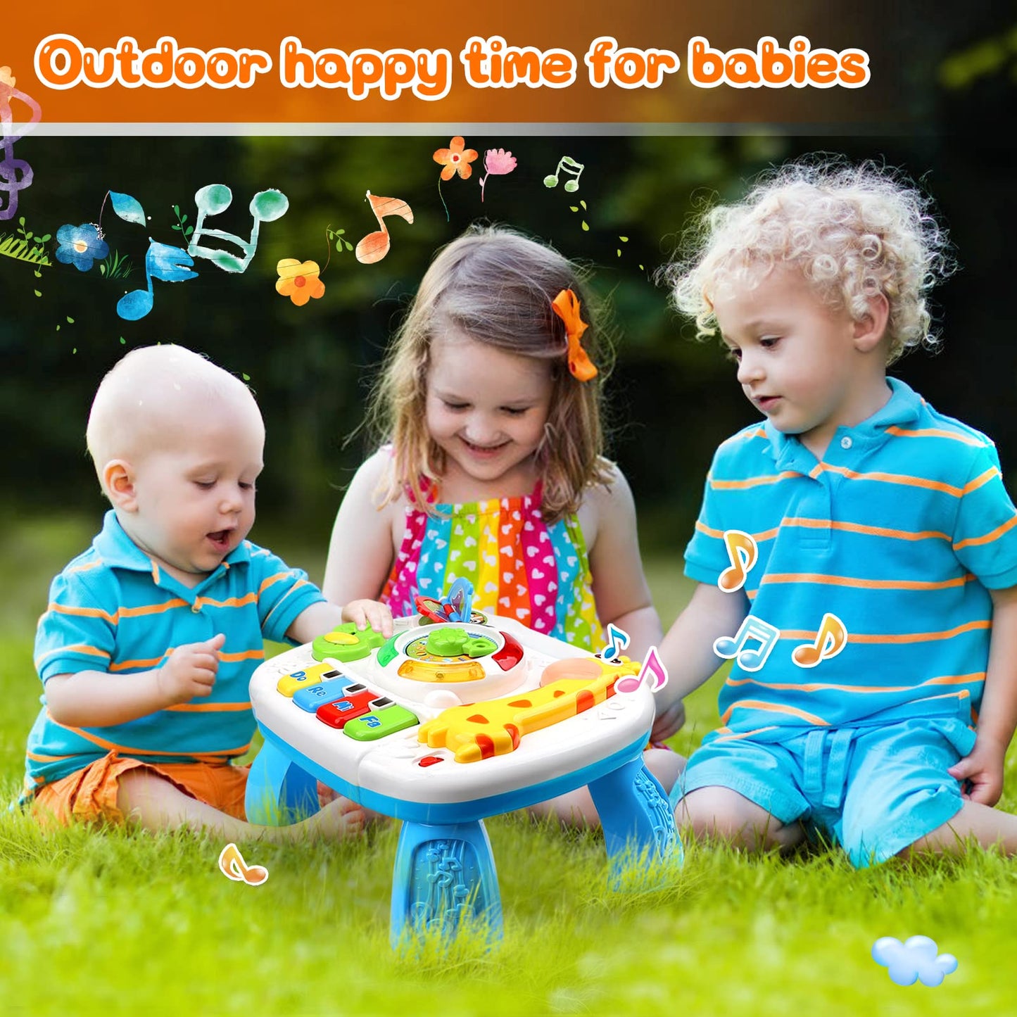 HQXBNBY 3-in-1 Musical Learning Table for Babies 6-12 Months | Early Education Toy