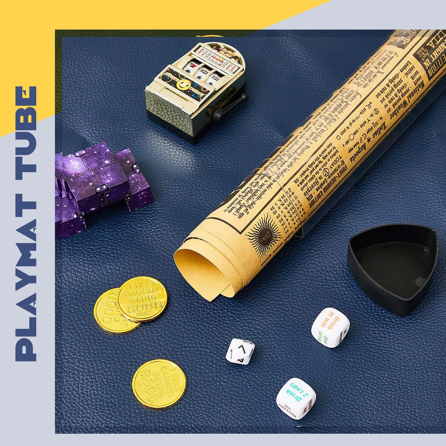 Hsei 8-Pcs Prism Playmat Tube — 15-Inch Poster Holder, Card Storage, Won't Roll Off Surfaces
