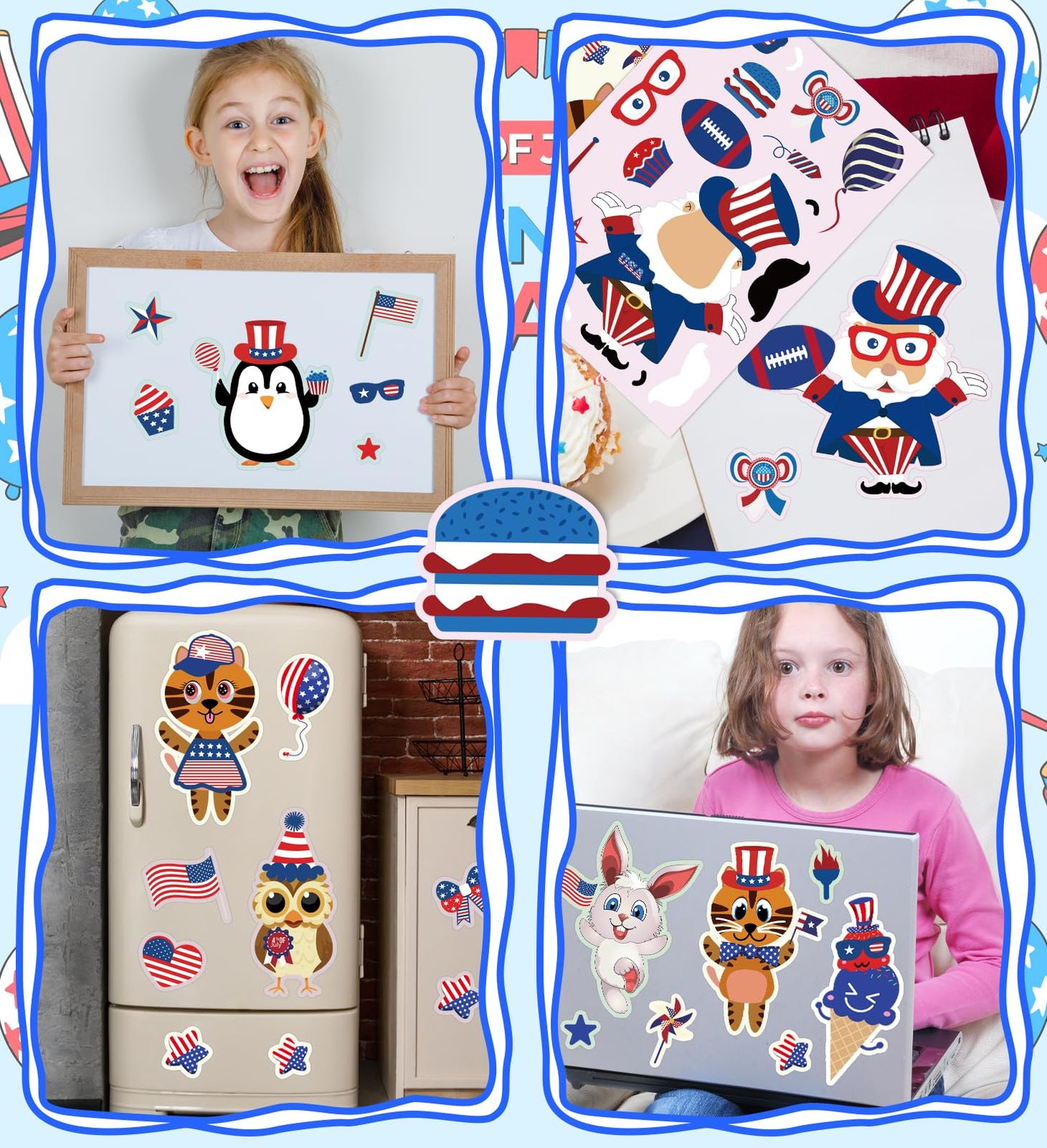 HSHFAMIIY 4th of July Accessories – Patriotic Stickers for Teens | Independence Day Decor (24 Sheets)