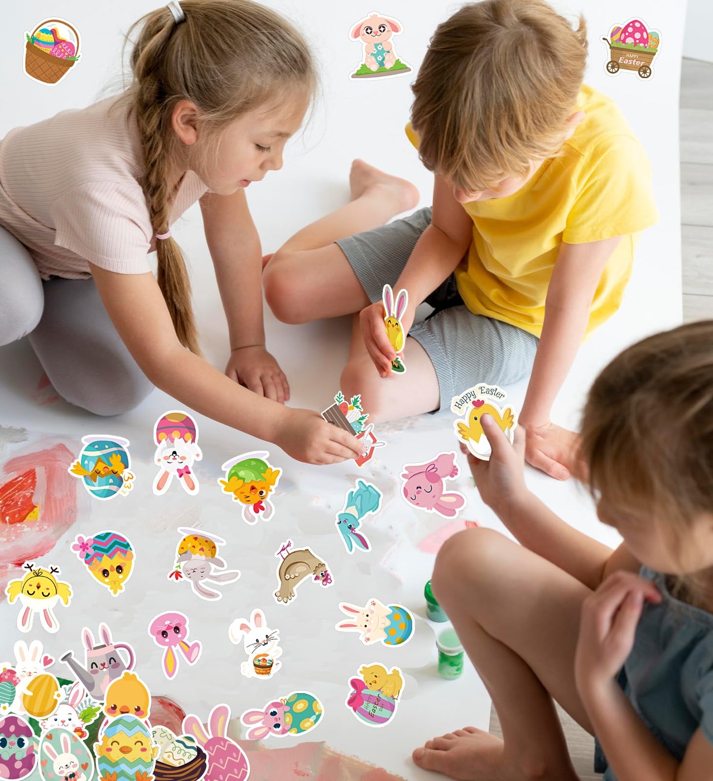 100 Pcs Easter Sticker Pack – Cute Bunny & Egg Designs for DIY Crafts | HSHFAMIIY
