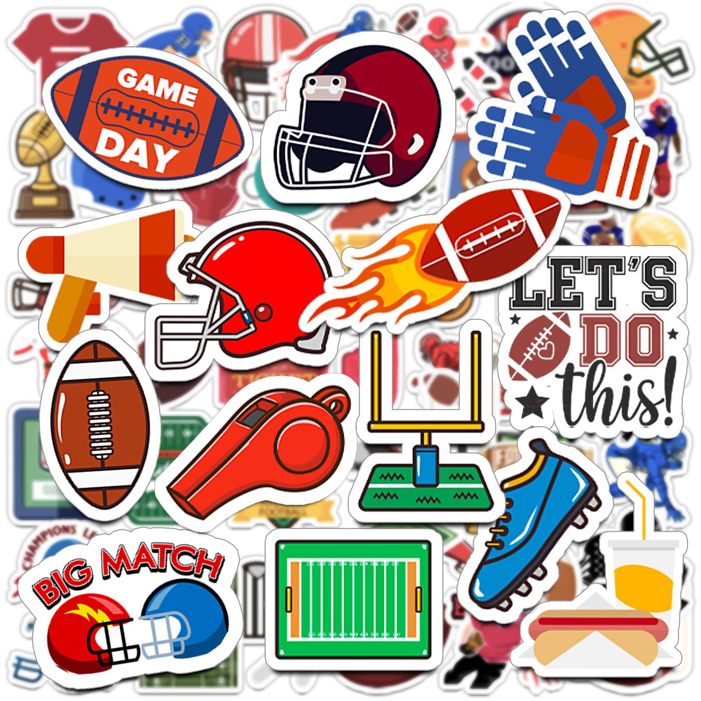HSHFAMIIY Football Stickers for Kids – 100 Waterproof Vinyl Decals for Parties & Gifts