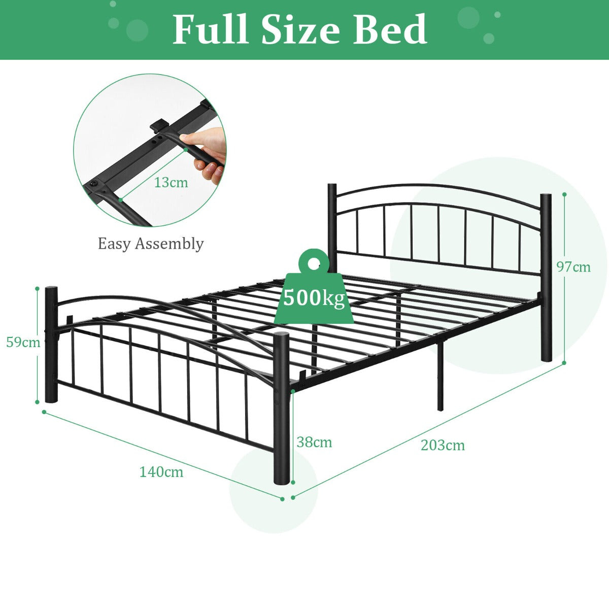 Metal Bed Frame Platform Bed with Headboard for Bedroom-Queen size