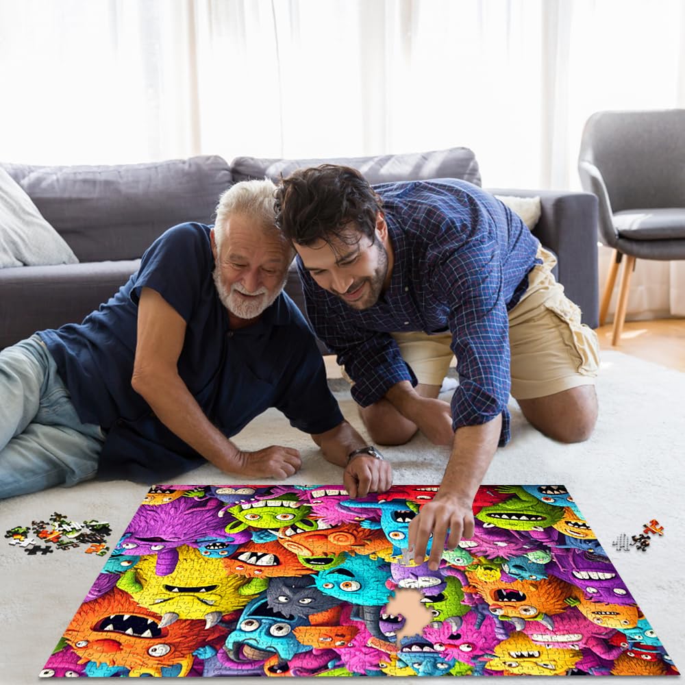 HUADADA 1000-Piece Jigsaw Puzzle for Adults – Crazy Colorful Monsters Artwork