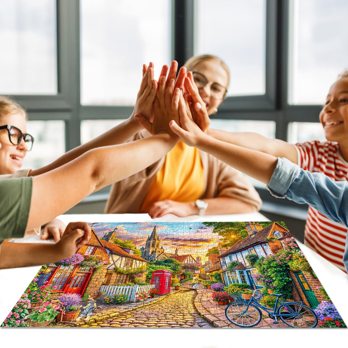 HUADADA 1000-Piece Jigsaw Puzzle – Charming European Town Scene for Adults