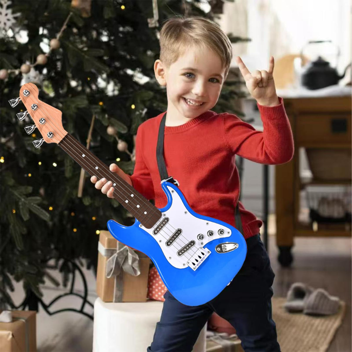 Huang Cheng Toys 16inch Mini Guitar Toy for Kids & Beginners with Strap