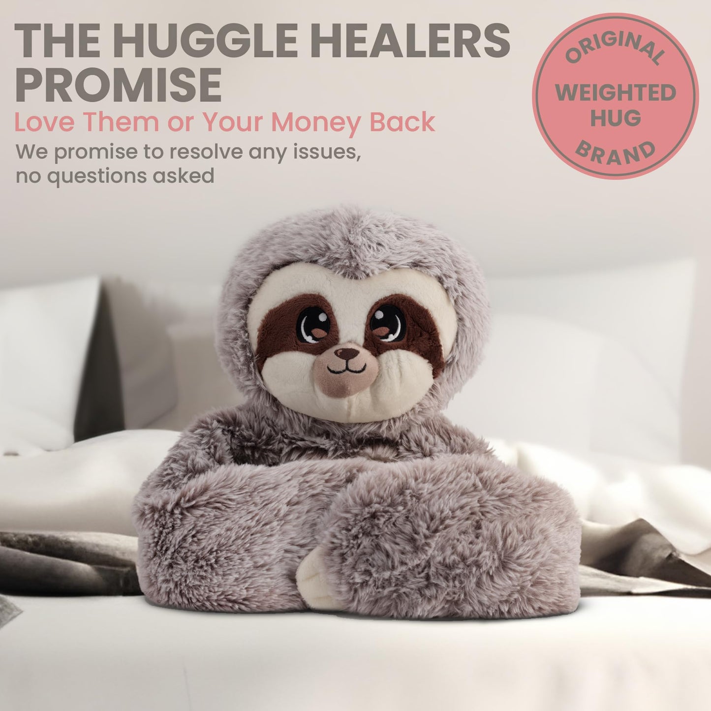 Huggle Healers Marshmallow Sloth — 36-Inch Weighted Plush Hug for All Ages