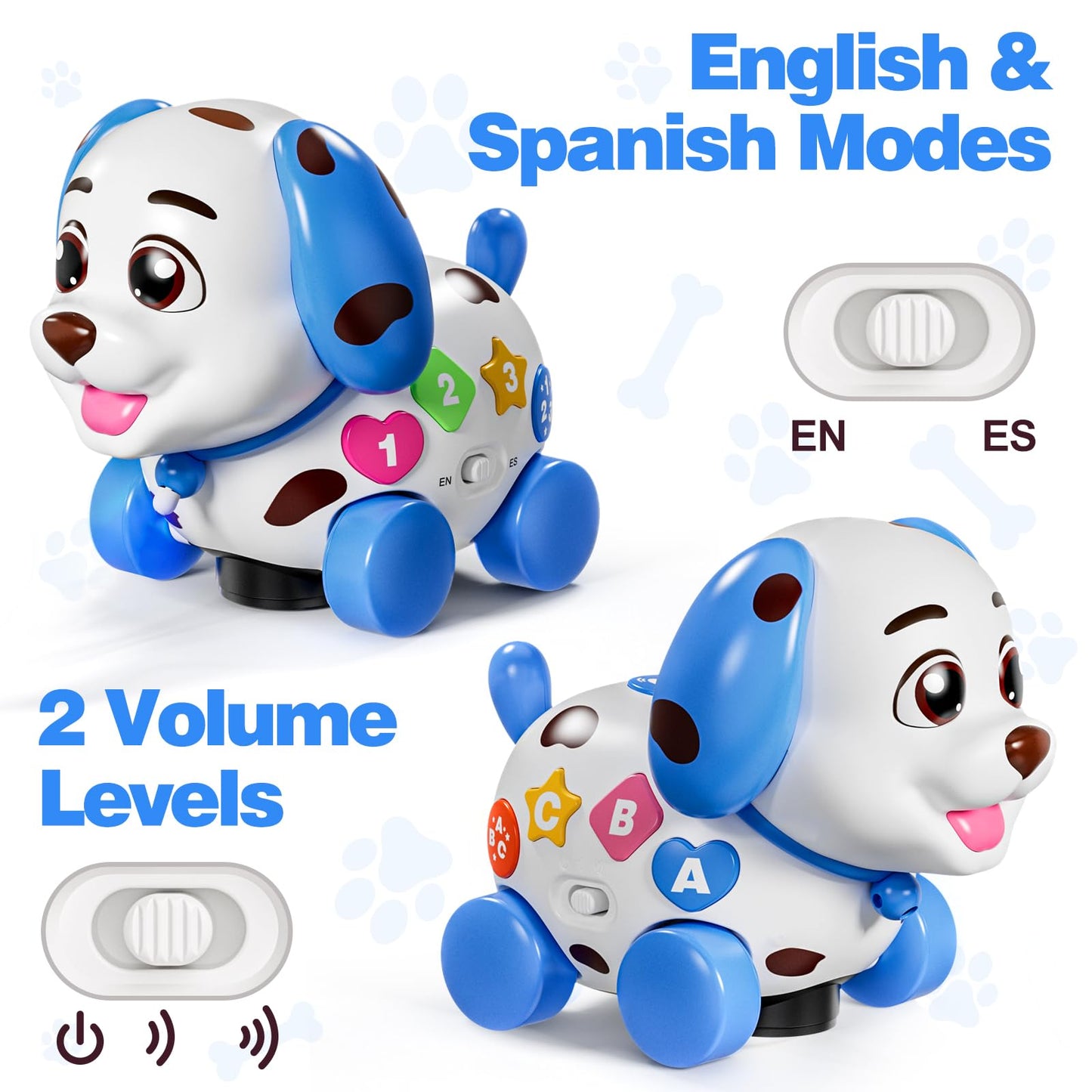 HumorPlay Musical Puppy Toy – 3-in-1 Sit, Crawl & Walk for 6-18 Months, Bilingual