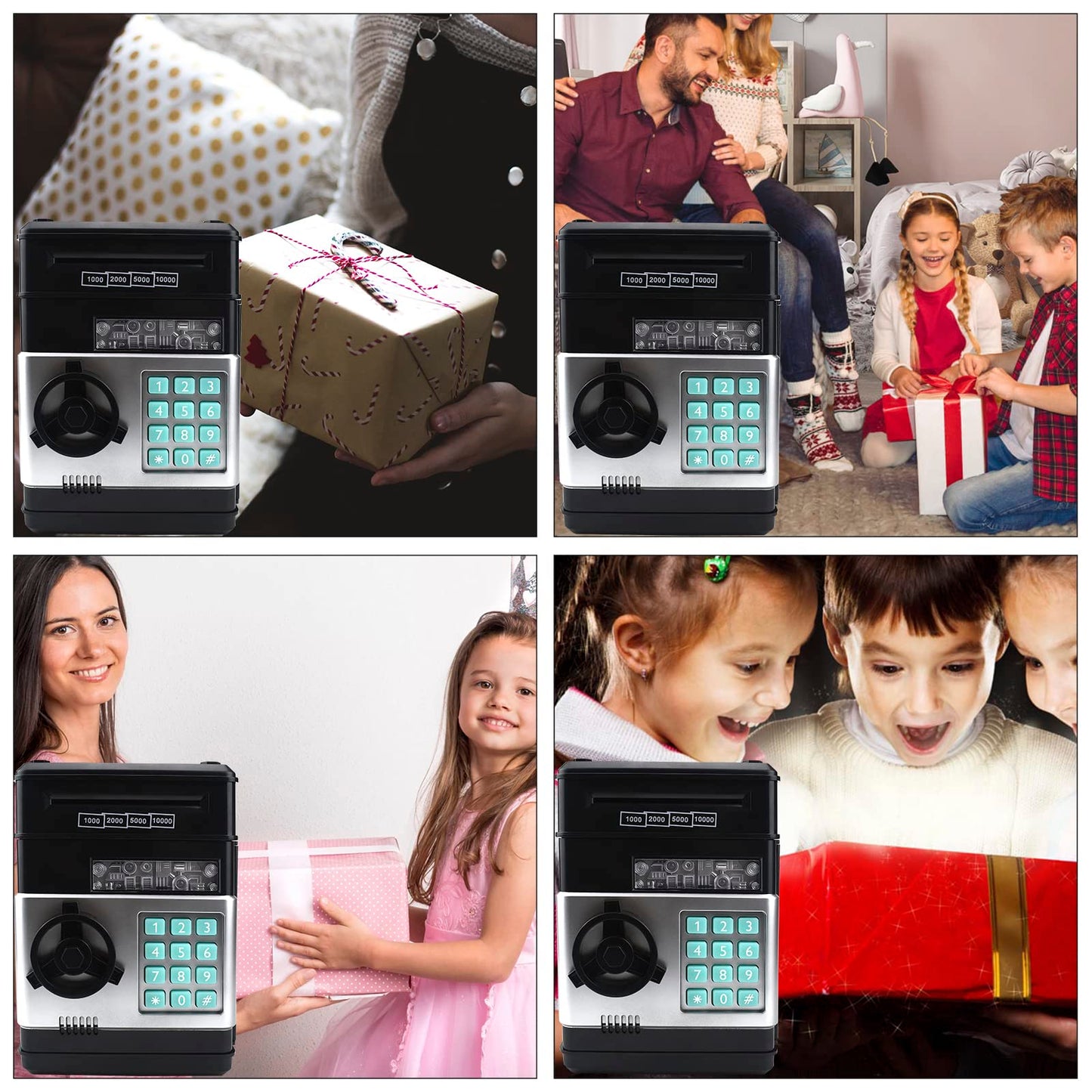 HUSAN Piggy Bank for Kids – Electronic Password Savings Bank (4-Digit Code, Black)