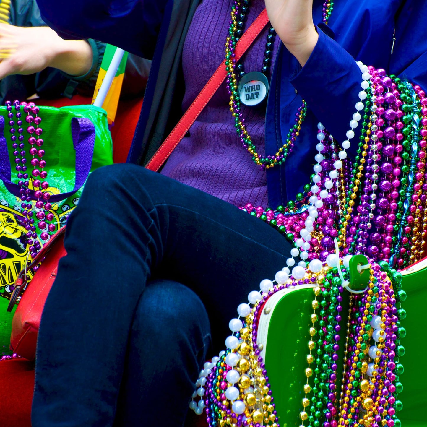 Huskein 120PCS Mardi Gras Beads – 33\" Beaded Necklaces in Purple Gold Green