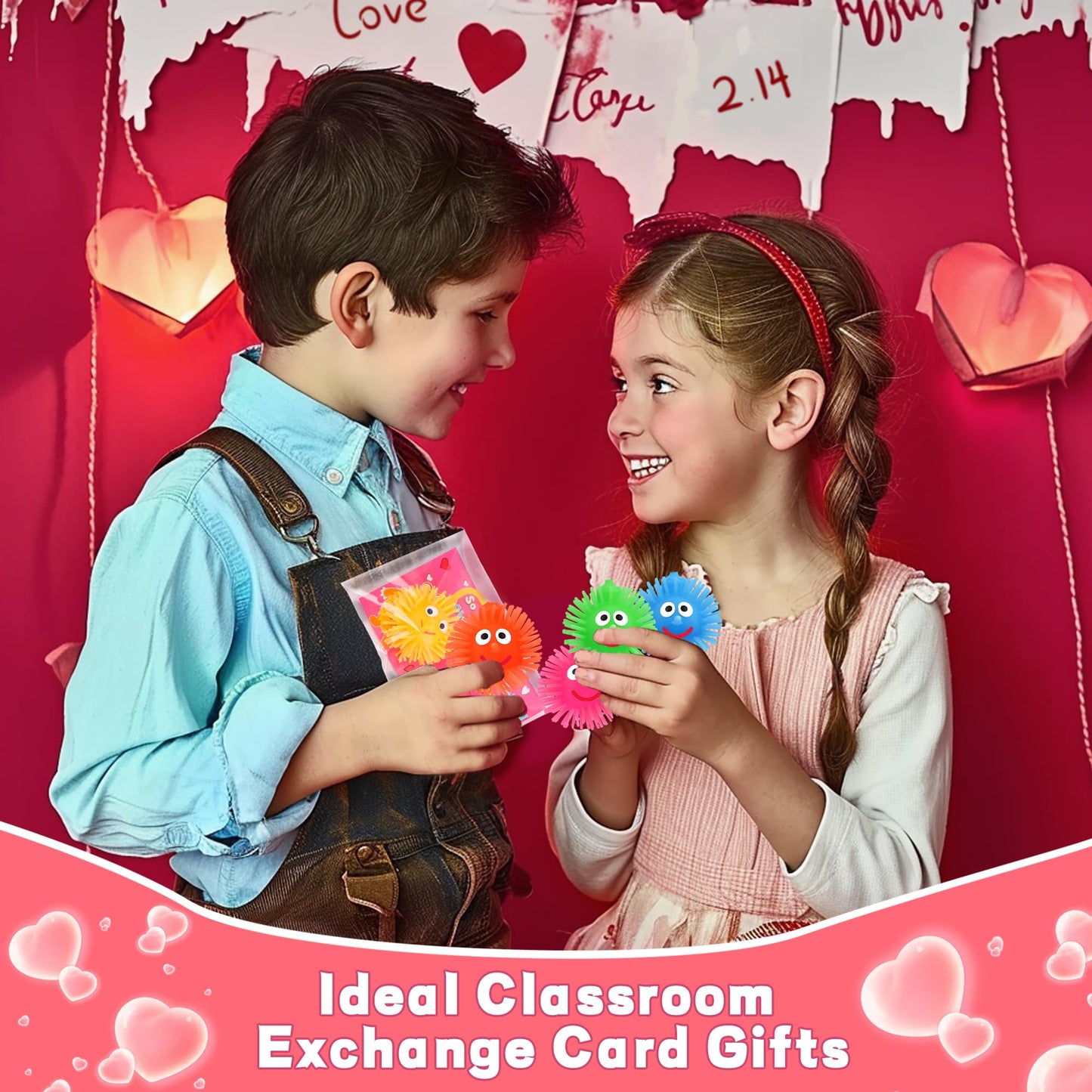 Huyamap 24-Pack LED Puffer Balls with Valentine Cards – Classroom Gifts & Party Favors