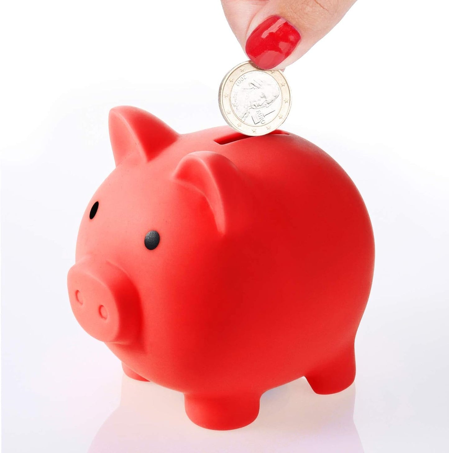 H&W Mini Piggy Bank – Unbreakable Plastic Coin Bank for Kids (Red)