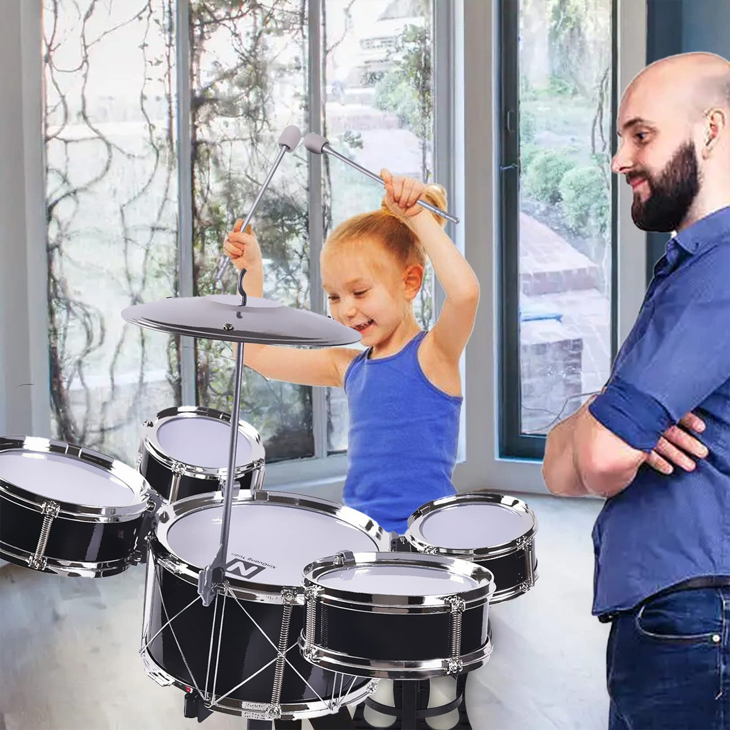 HXIA Kids Drum Toy Set for Ages 3-7 – Black
