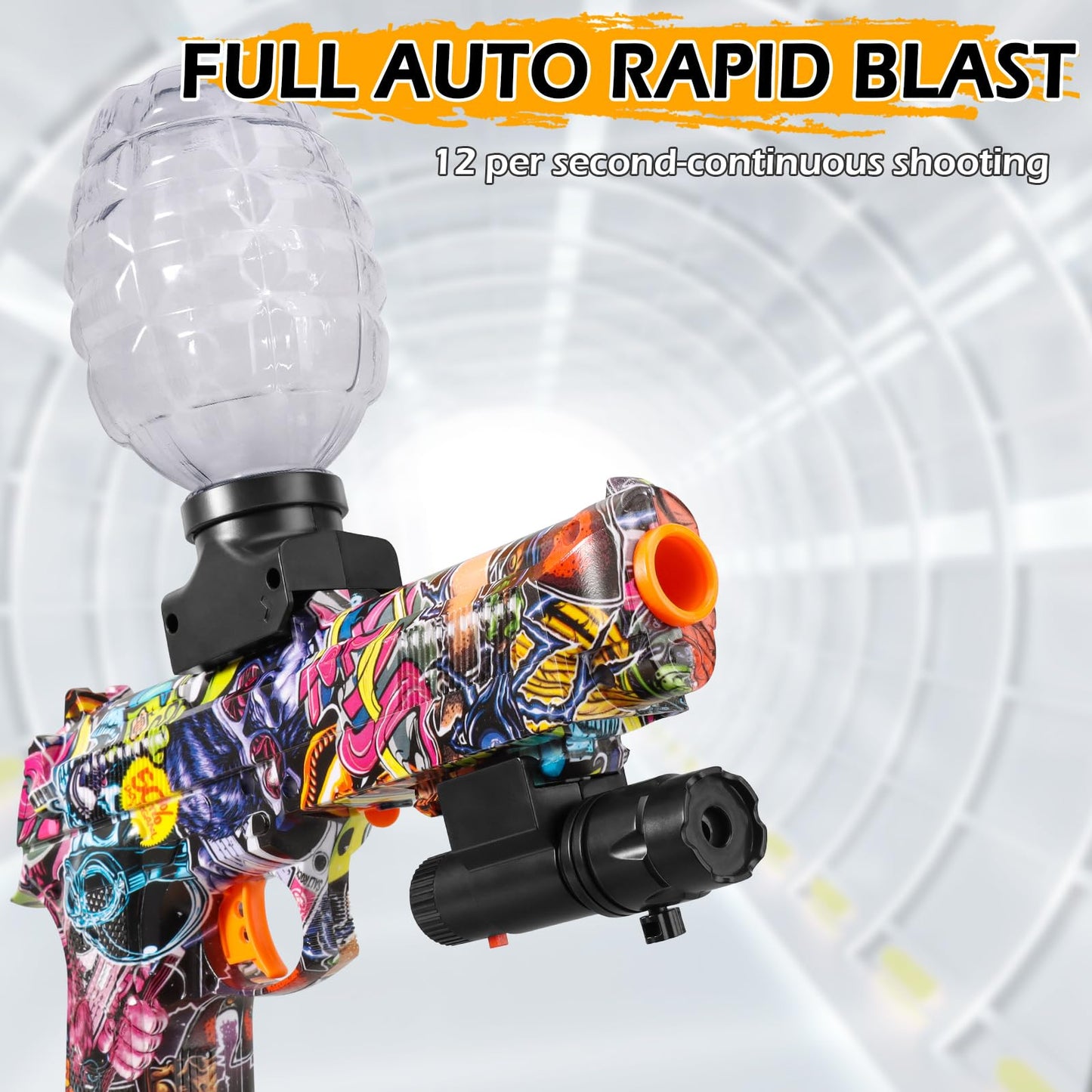 HXPLN Electric Gel Ball Blaster - Auto 12 RPS Splatter Gun for Outdoor Fun