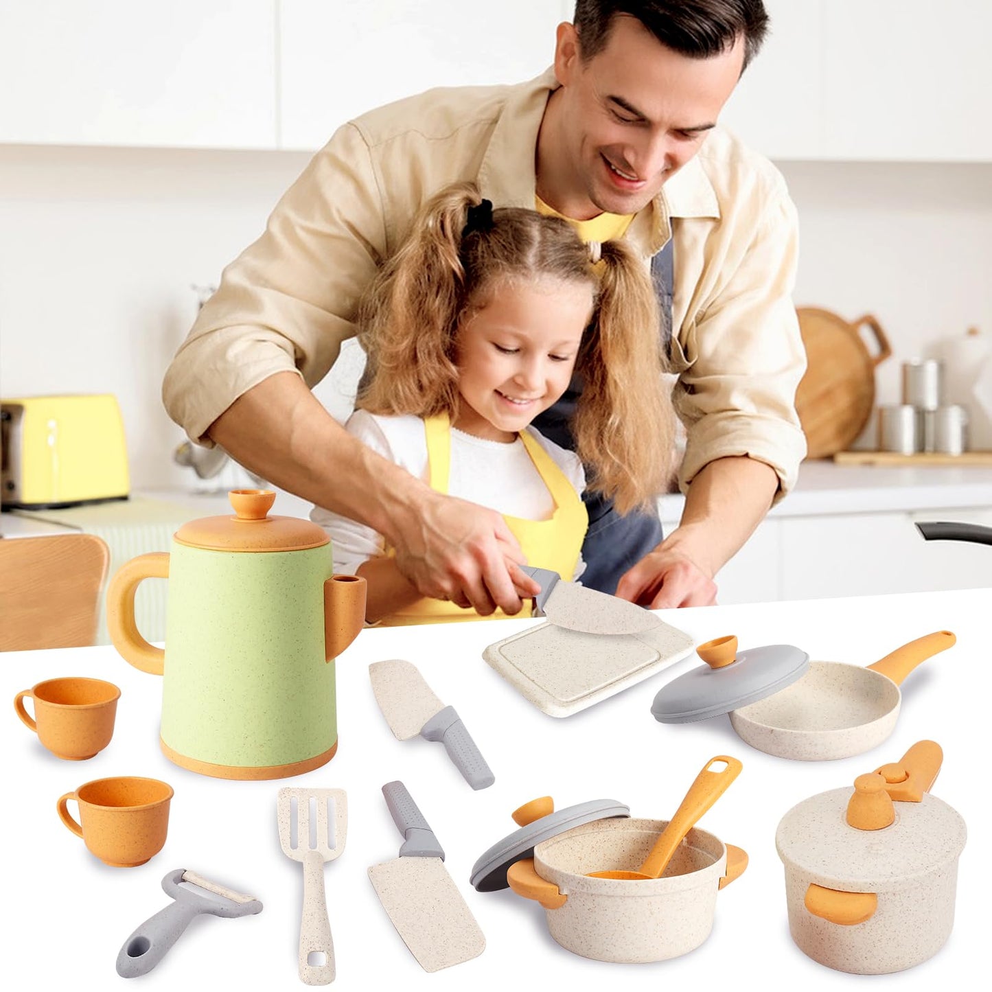 HYAKIDS Play Kitchen Pots and Pans Set for Kids – Pretend Cooking Toys (Ages 3-6)