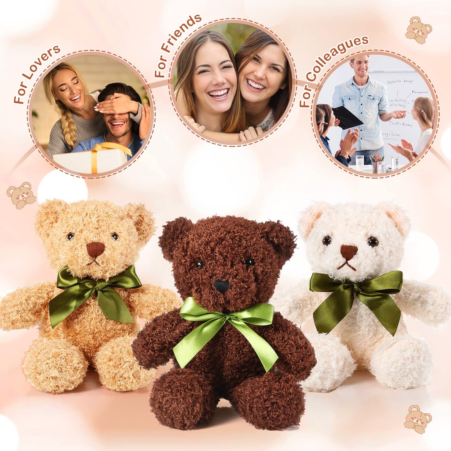 HyDren 6 Pcs Bear Stuffed Animals – Soft Plush Bears for Sleep, Play & Home Decor