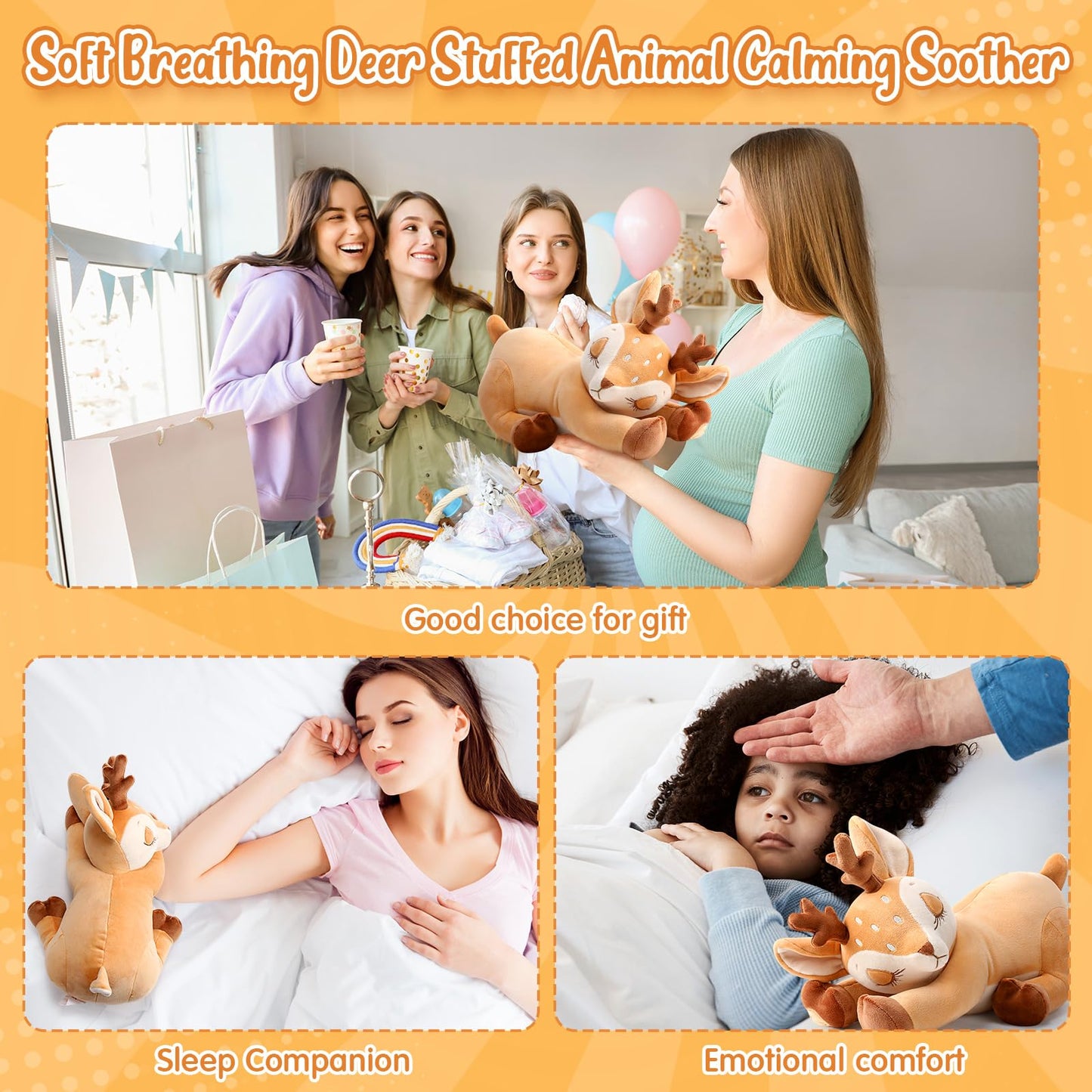 HyDren Breathing Deer – Soothing Plush with Lights, Music & Breathing Motion for Sleep & Relaxation