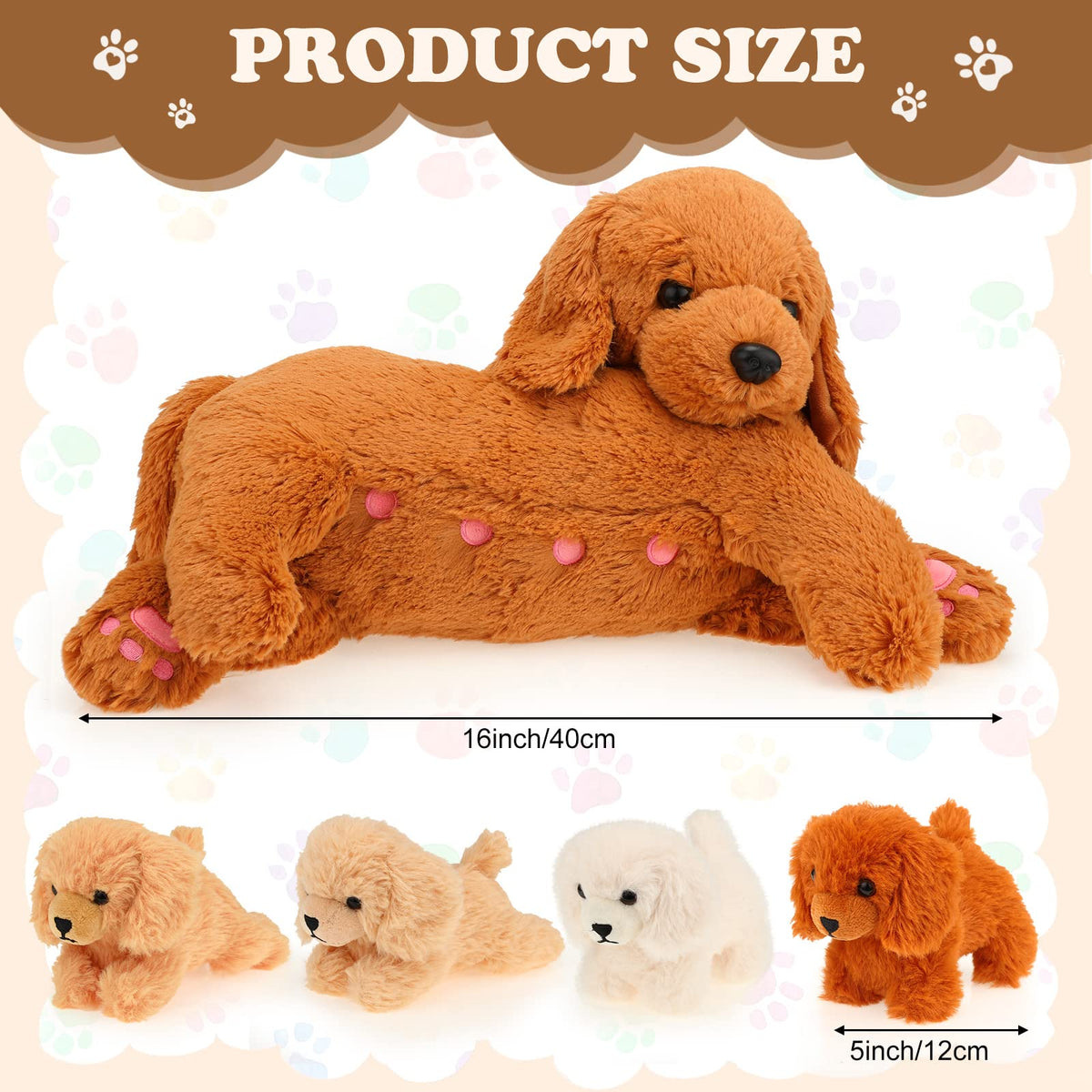 HyDren Nurturing Dog Stuffed Animal Set – 1 Mother & 4 Puppies, Soft Plush for Party Favors