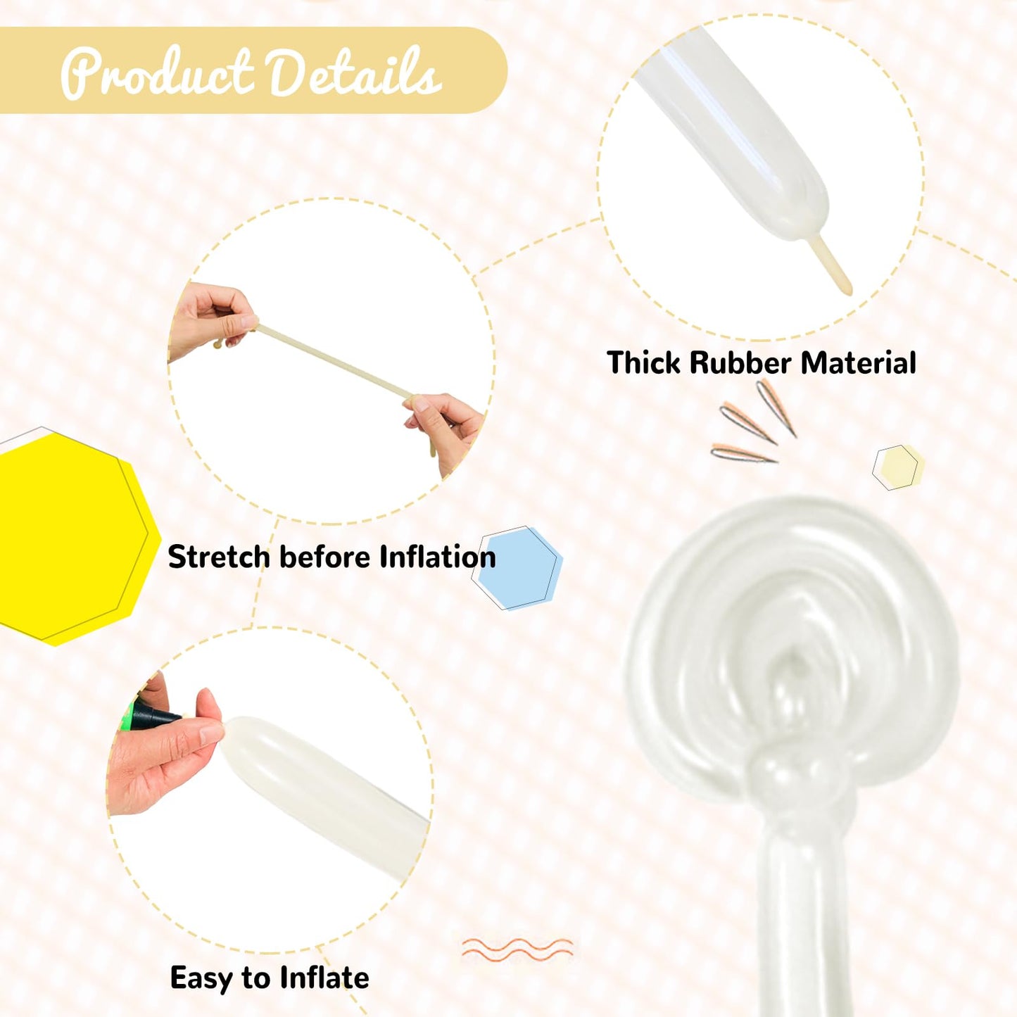 HYKJNBW 100Pcs Clear 260Q Balloons for Balloon Arches - Long Skinny Latex