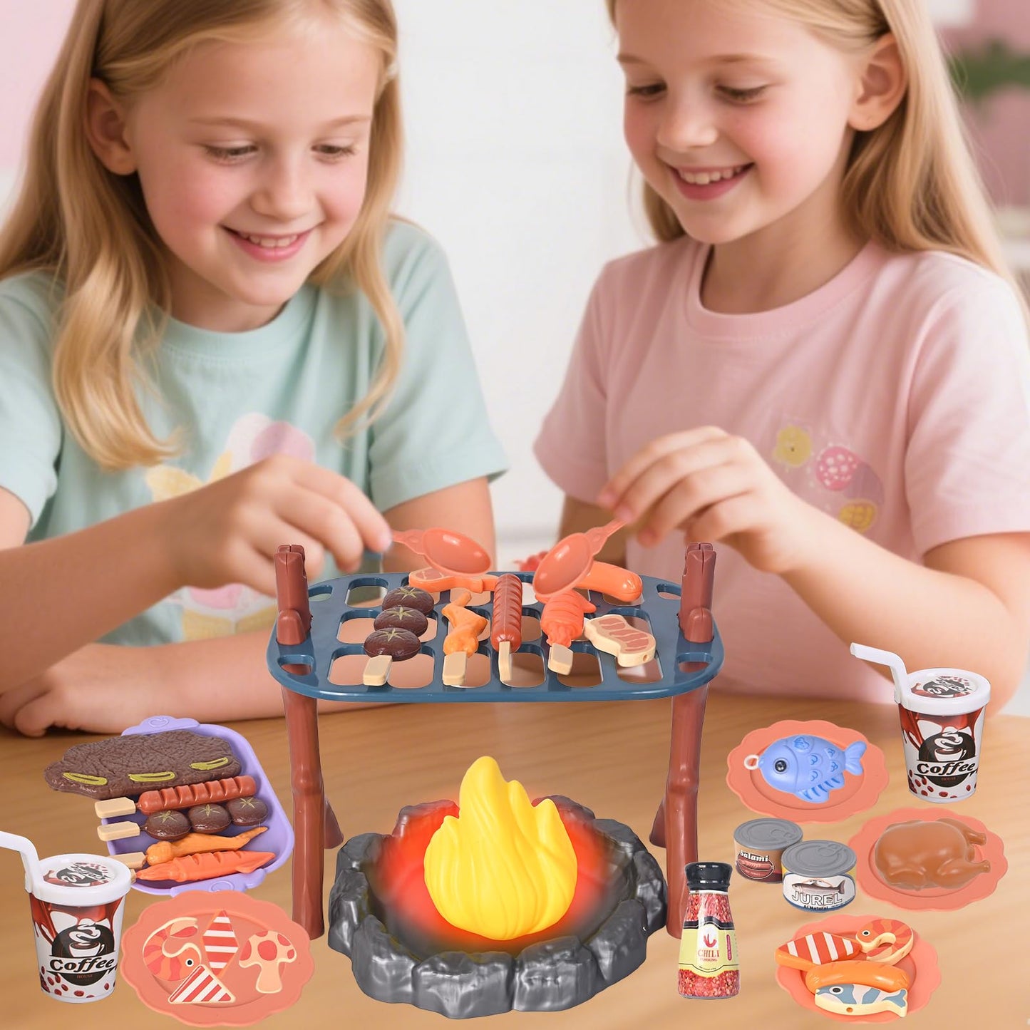 HYRENEE Kids Camping Set with Play Tent Campfire Lantern for Indoor Outdoor Fun