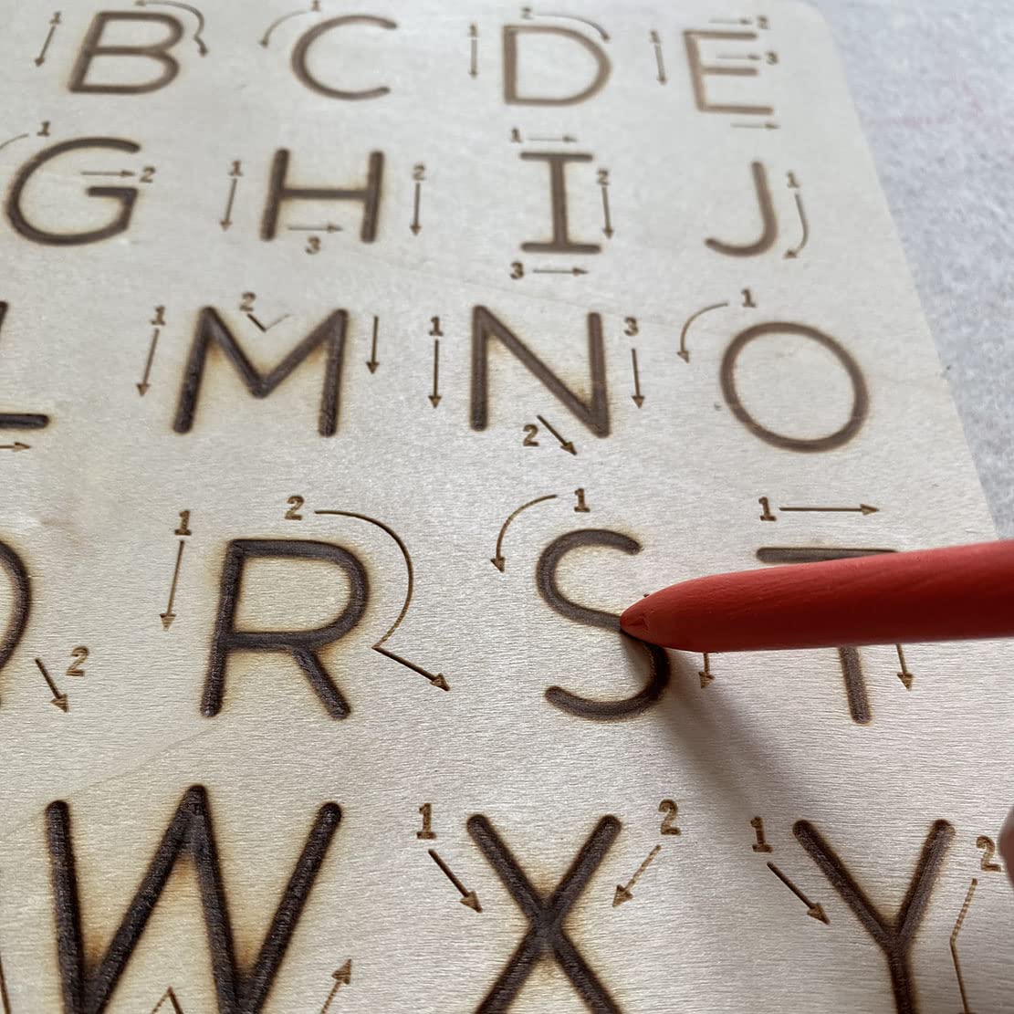 hzsshb Wooden Letters Practicing Board – Double-Sided ABC Tracing for Kids 3-8