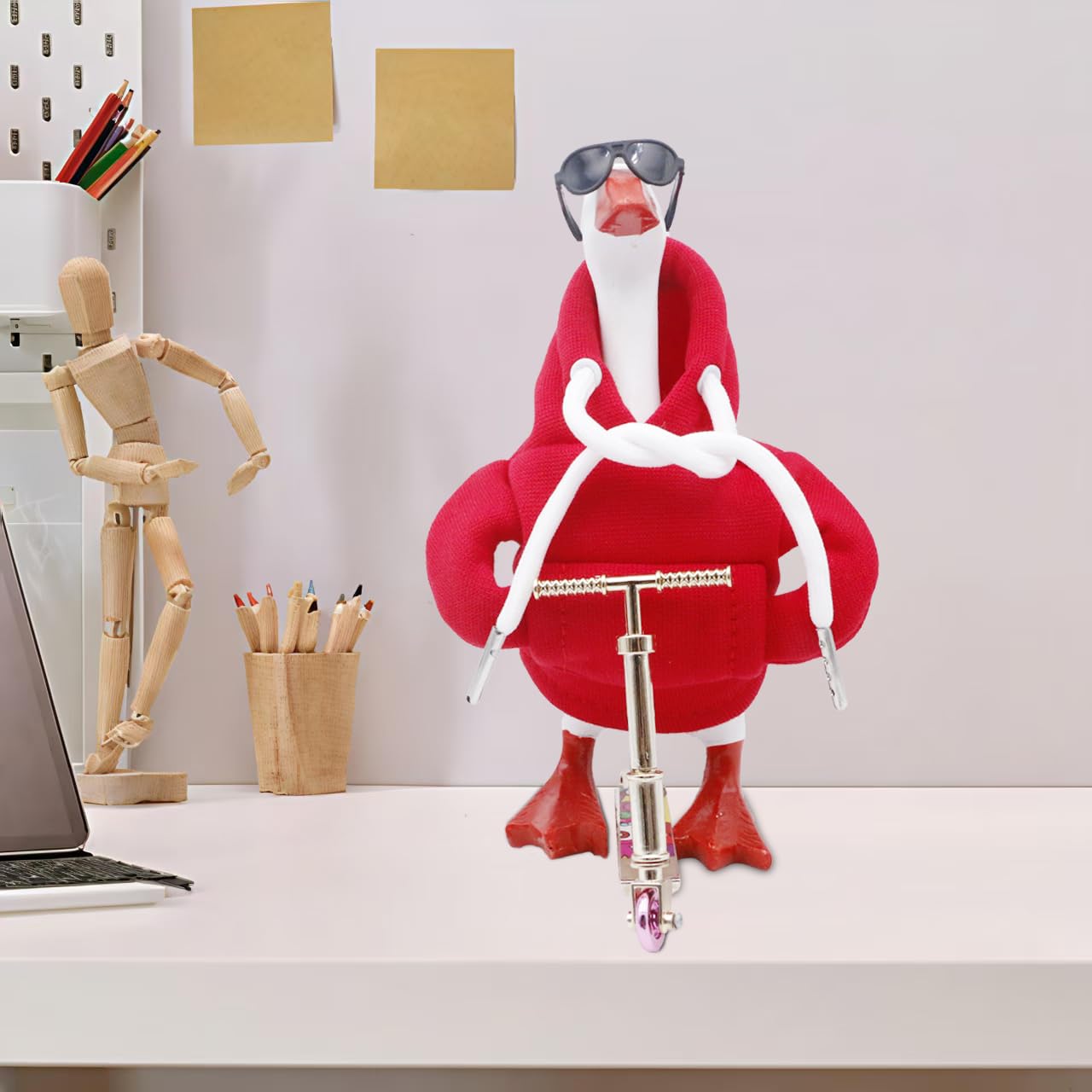 i-Beeboo 3Pcs 7-Inch Desktop Goose Outfits Set: Red Hoodie, Scooter & Sunglasses