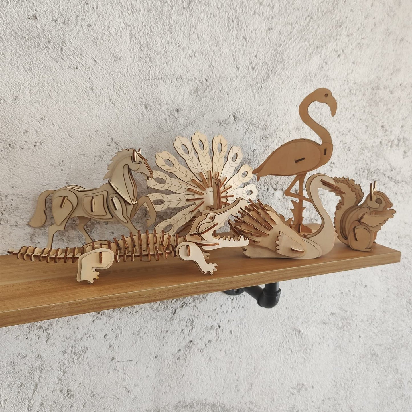 i-CHONY 3D Wooden Wild Animal Puzzle – 6-Piece Skeleton Set | STEM DIY Puzzle for Teens & Adults
