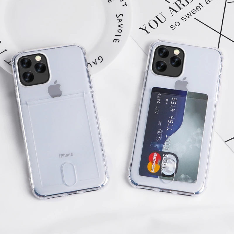 Soft TPU Clear Case With Card Slot - For iPhone 13